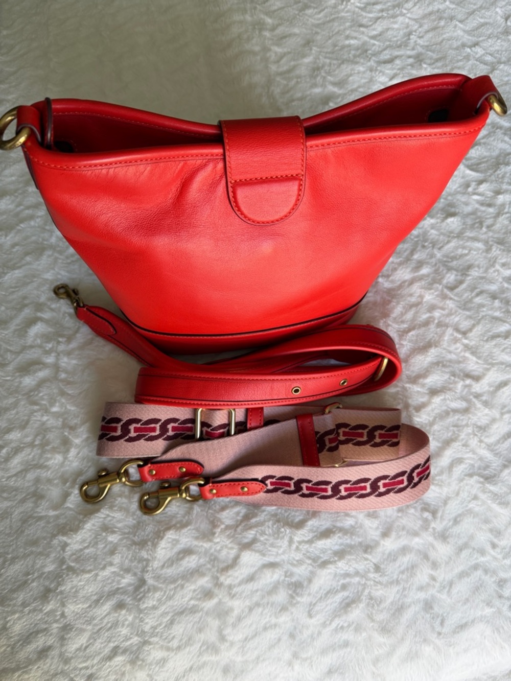 Coach Red Leather Tabby Shoulder Bag w/ Crossbody Strap - Picture 3 of 10